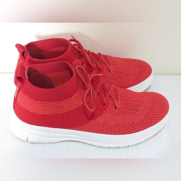 FitFlop | UBERKNIT Red HI-TOP Slip On Lace Up Sneakers | 7 - Picture 4 of 8